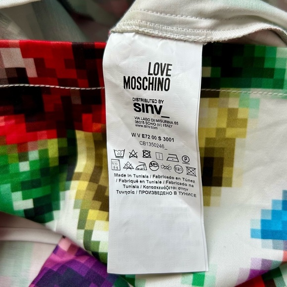 Love Moschino Floral Pixel Dress White Sleeveless Mini Stretch Cotton Size 8 - Picture 15 of 16